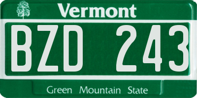 VT license plate BZD243
