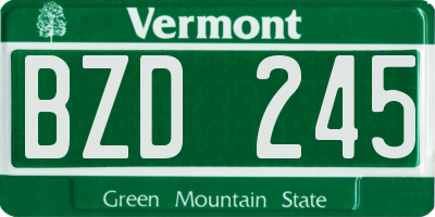 VT license plate BZD245