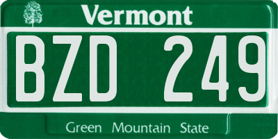 VT license plate BZD249