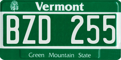 VT license plate BZD255