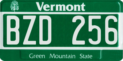 VT license plate BZD256
