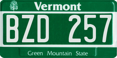 VT license plate BZD257