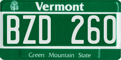 VT license plate BZD260