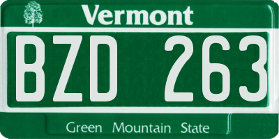 VT license plate BZD263