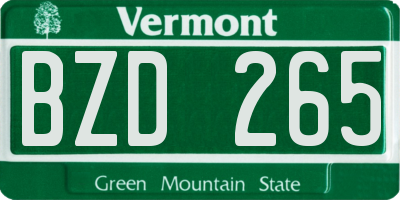 VT license plate BZD265