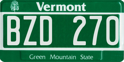 VT license plate BZD270