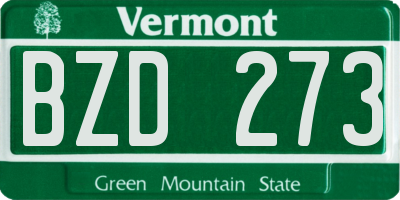 VT license plate BZD273
