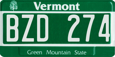 VT license plate BZD274