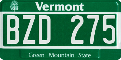 VT license plate BZD275