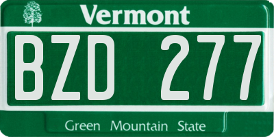 VT license plate BZD277