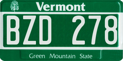 VT license plate BZD278