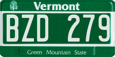 VT license plate BZD279