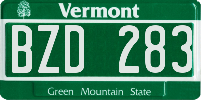VT license plate BZD283