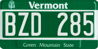 VT license plate BZD285