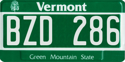 VT license plate BZD286