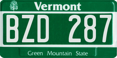 VT license plate BZD287