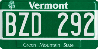 VT license plate BZD292