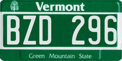 VT license plate BZD296