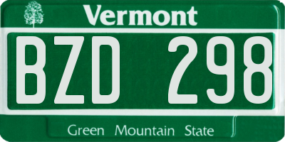 VT license plate BZD298