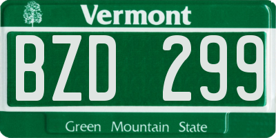 VT license plate BZD299