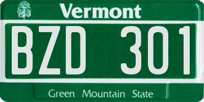 VT license plate BZD301