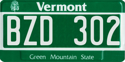 VT license plate BZD302