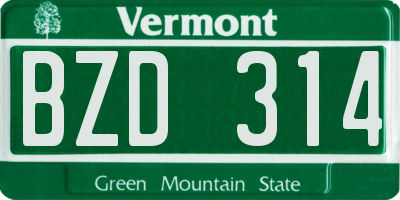 VT license plate BZD314