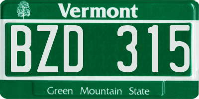 VT license plate BZD315