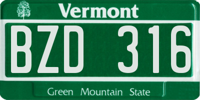 VT license plate BZD316