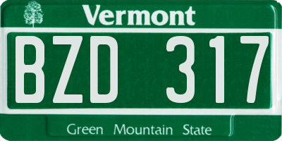 VT license plate BZD317