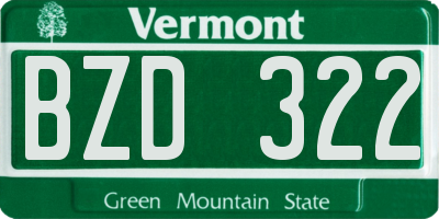 VT license plate BZD322
