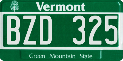 VT license plate BZD325