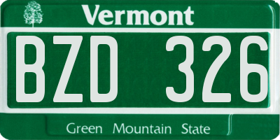 VT license plate BZD326