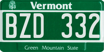 VT license plate BZD332