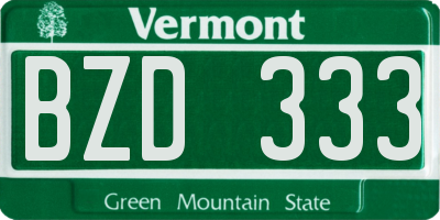 VT license plate BZD333