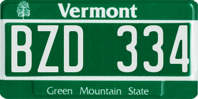 VT license plate BZD334