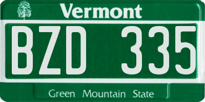 VT license plate BZD335