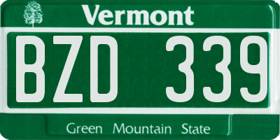 VT license plate BZD339