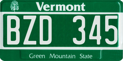 VT license plate BZD345