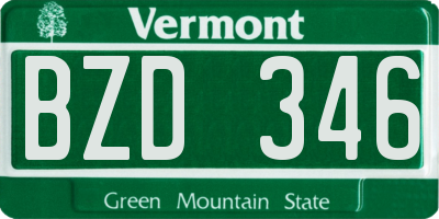 VT license plate BZD346