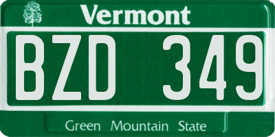 VT license plate BZD349