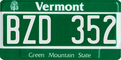 VT license plate BZD352