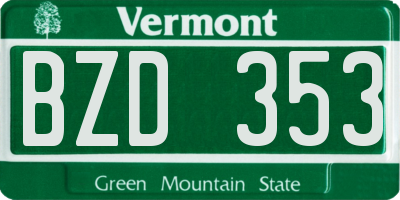 VT license plate BZD353