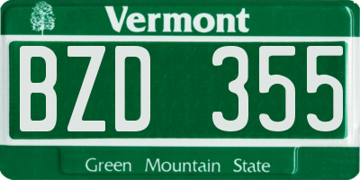 VT license plate BZD355