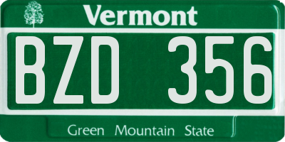 VT license plate BZD356