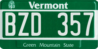 VT license plate BZD357