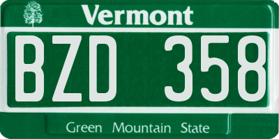 VT license plate BZD358