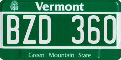 VT license plate BZD360