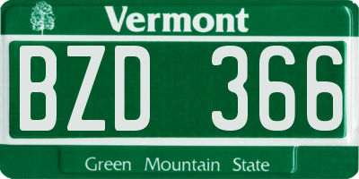 VT license plate BZD366
