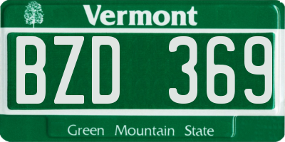VT license plate BZD369